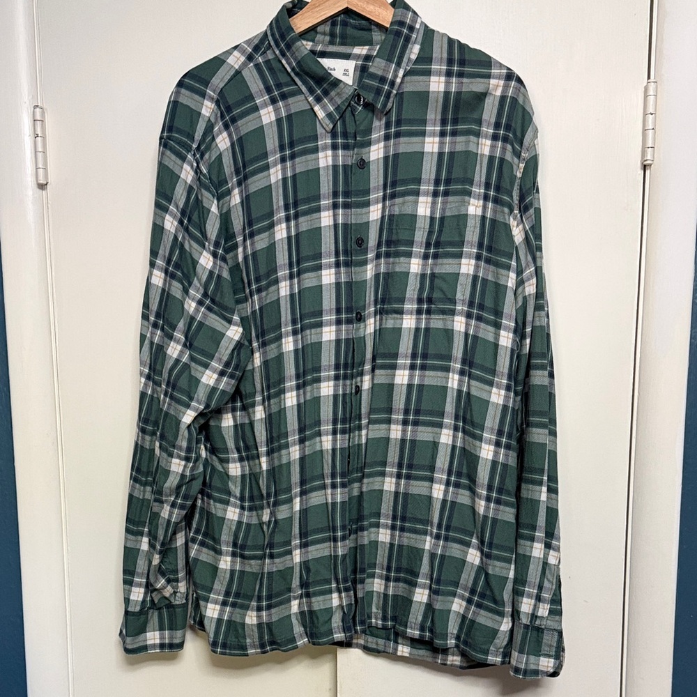 Abercrombie Soft Collection Green Plaid Button-Up Shirt